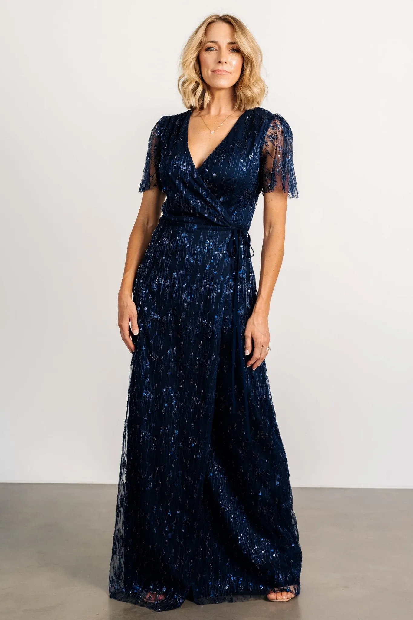 Liza Sequin Wrap Maxi Dress | Navy sold by Baltic Born product image thumbnail 4