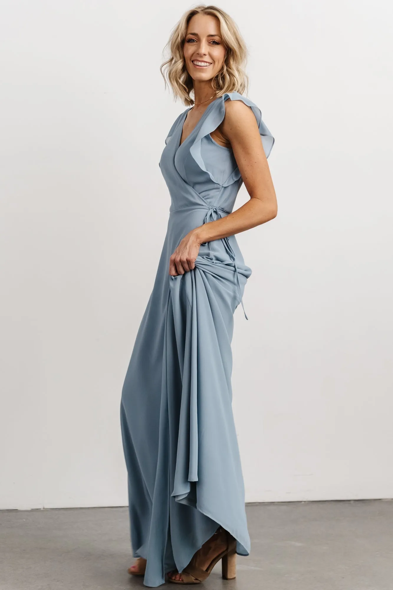 Saya Wrap Maxi Dress | Dusty Blue sold by Baltic Born product image thumbnail 3