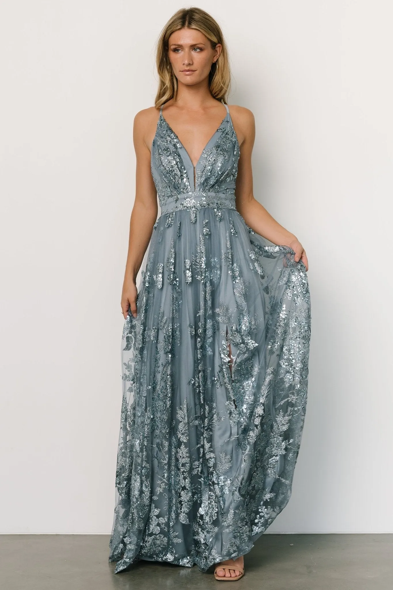 Lucienne Shimmer Maxi Gown | Blue sold by Baltic Born