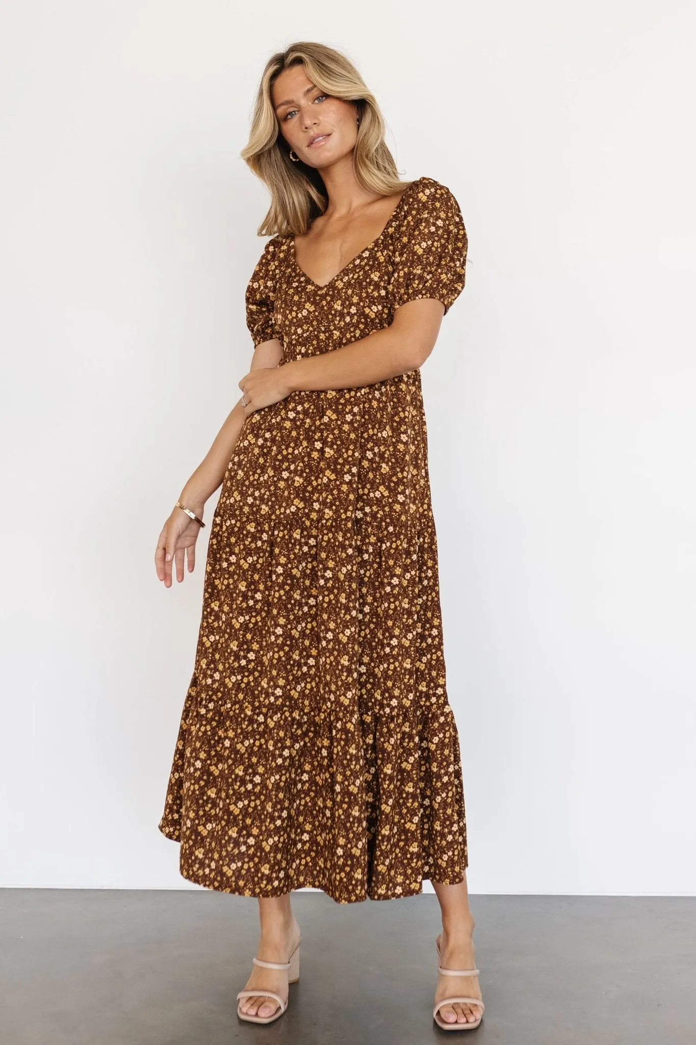 Gables Puff Sleeve Maxi Dress | Brown Multi sold by Baltic Born product image thumbnail 5