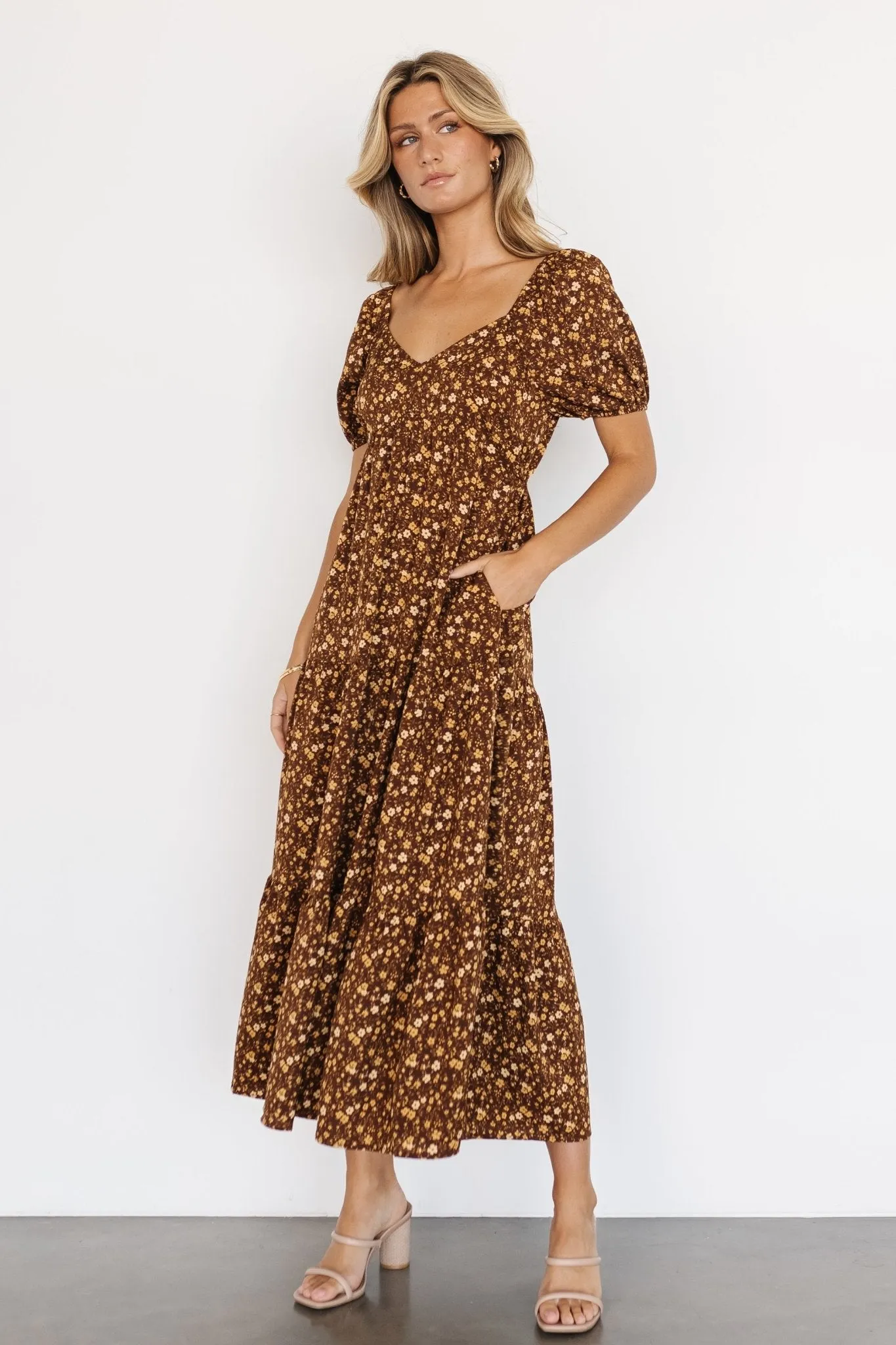 Gables Puff Sleeve Maxi Dress | Brown Multi sold by Baltic Born product image thumbnail 3