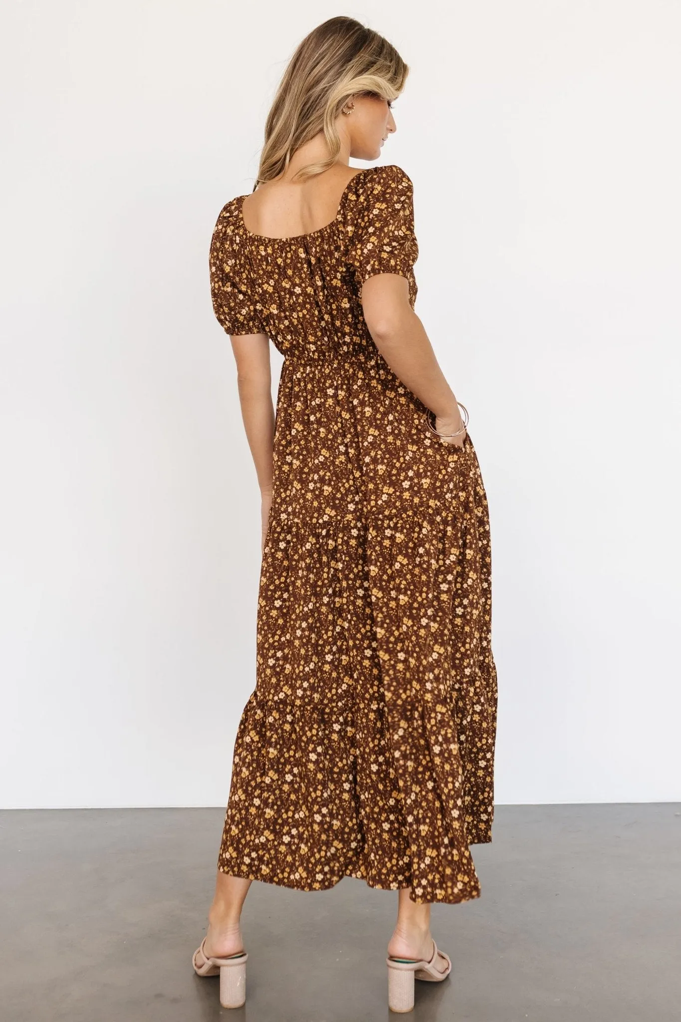 Gables Puff Sleeve Maxi Dress | Brown Multi sold by Baltic Born product image thumbnail 4
