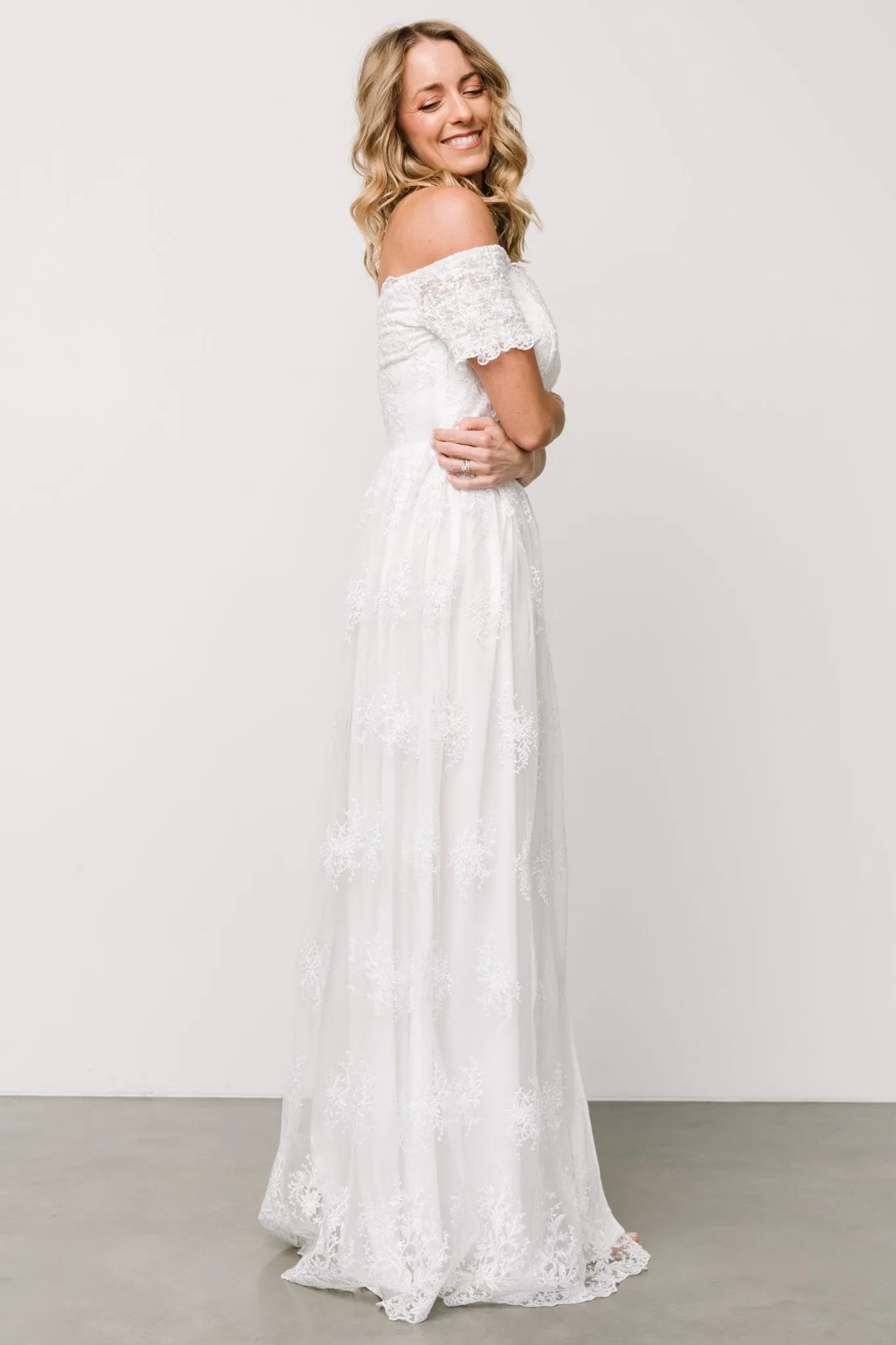 Esperanza Tulle Embroidered Maxi Dress | Off White sold by Baltic Born product image thumbnail 3