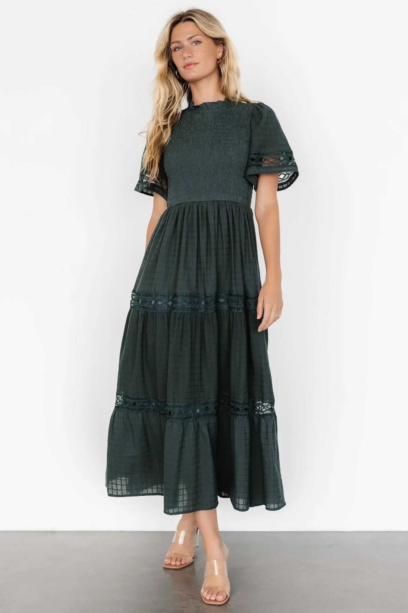 Loveland Geo Lace Maxi Dress | Dark Green sold by Baltic Born