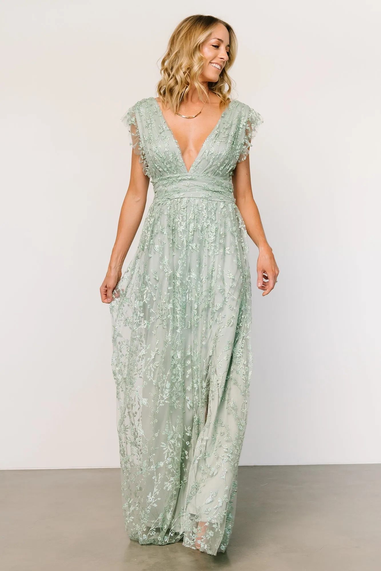 Arlene Shimmer Gown | Sage sold by Baltic Born product image thumbnail 4