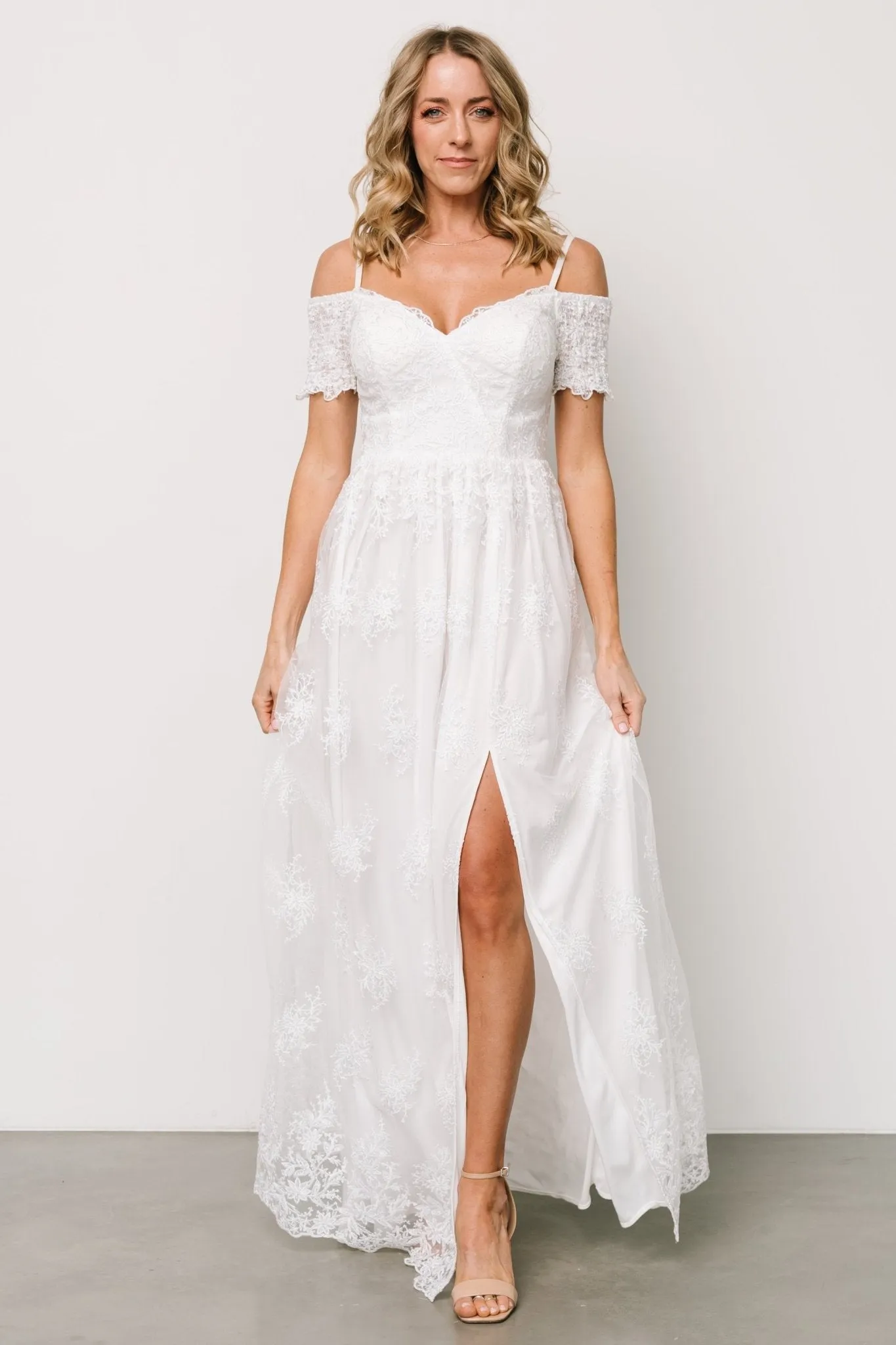 Esperanza Tulle Embroidered Maxi Dress | Off White sold by Baltic Born