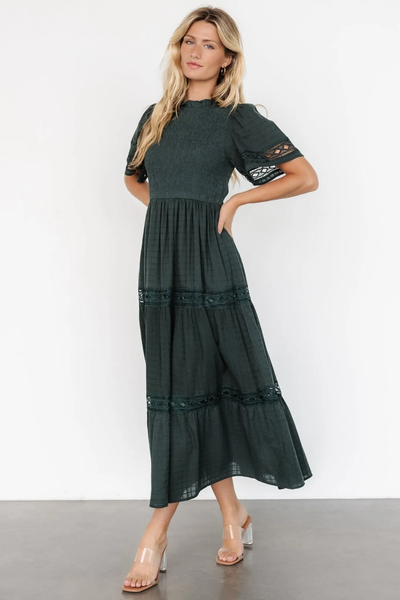 Loveland Geo Lace Maxi Dress | Dark Green sold by Baltic Born product image thumbnail 3