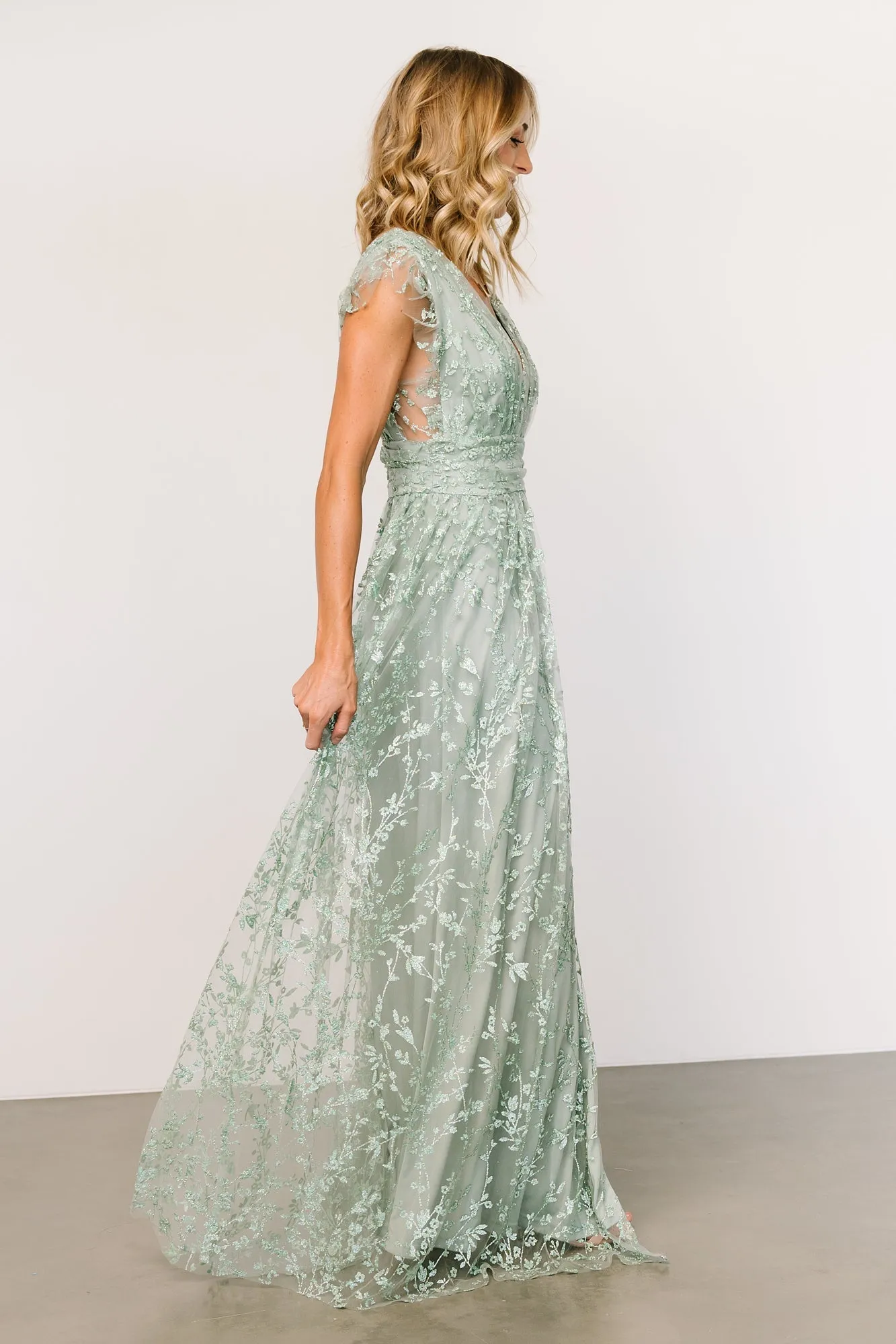 Arlene Shimmer Gown | Sage sold by Baltic Born product image thumbnail 3