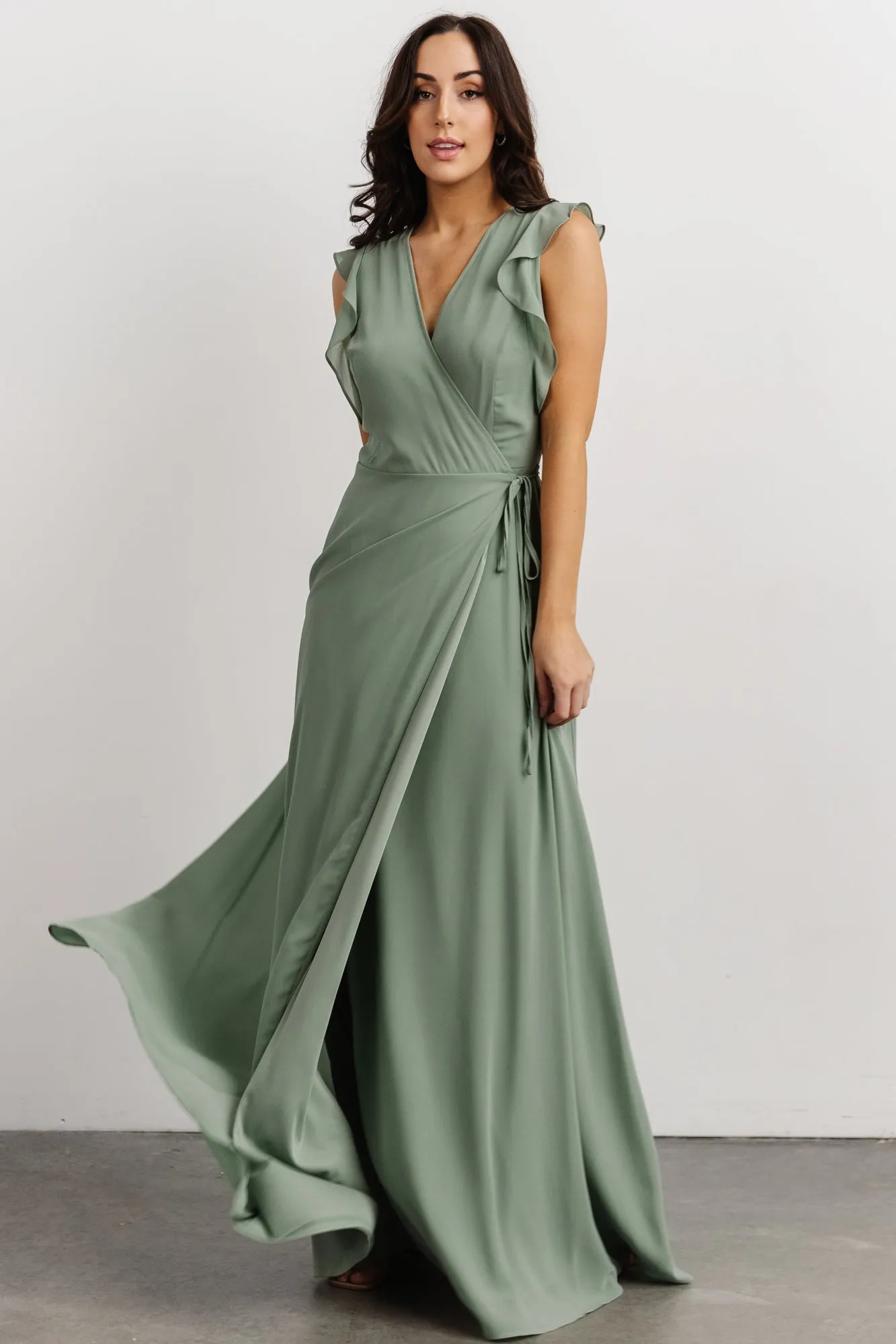 Saya Wrap Maxi Dress | Dusty Sage sold by Baltic Born