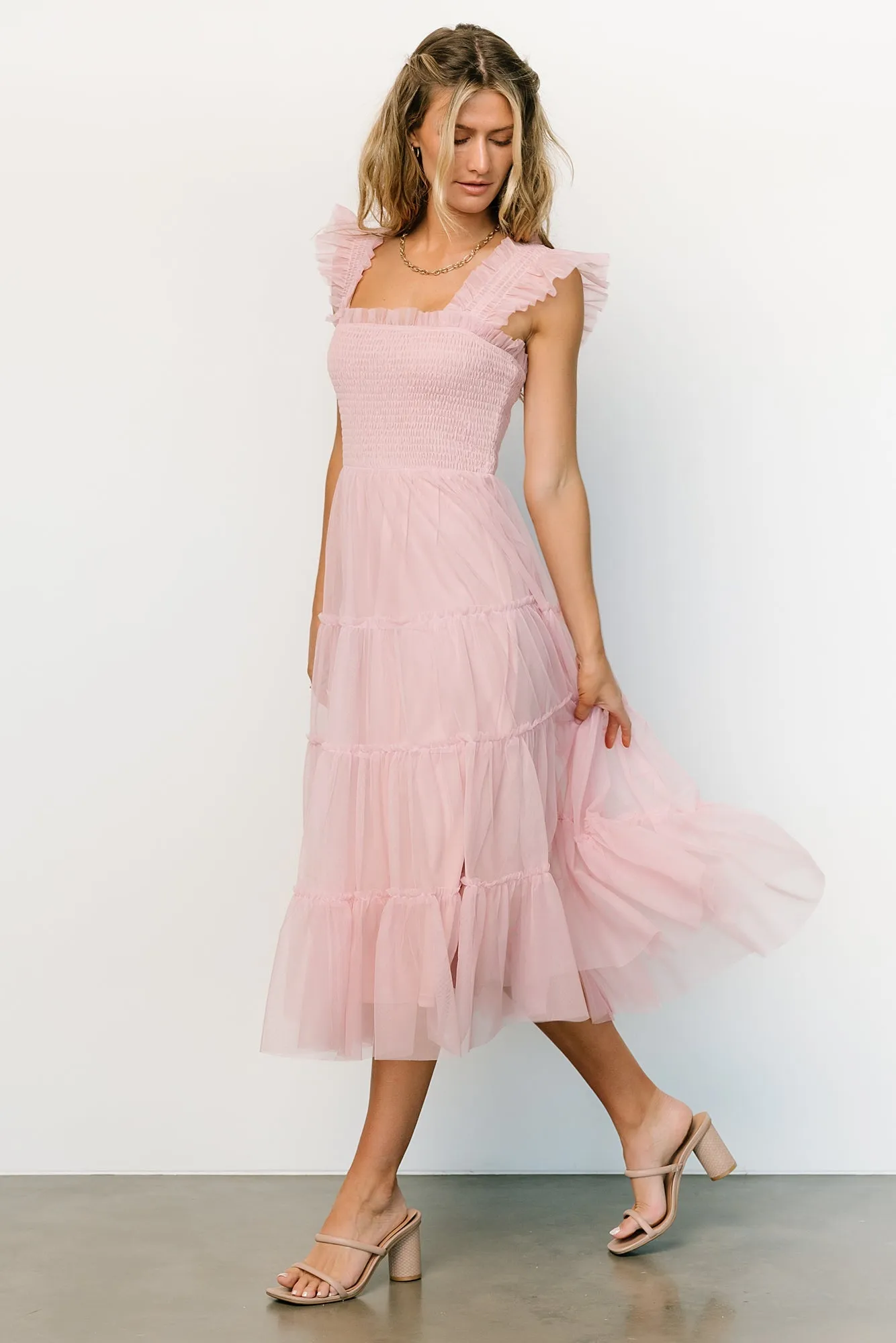 Emma Smocked Tulle Dress | Mauve sold by Baltic Born product image thumbnail 5