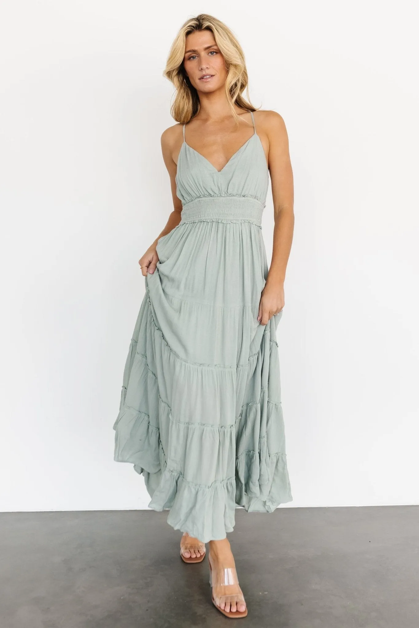 Katana Cross Back Maxi Dress | Sage sold by Baltic Born