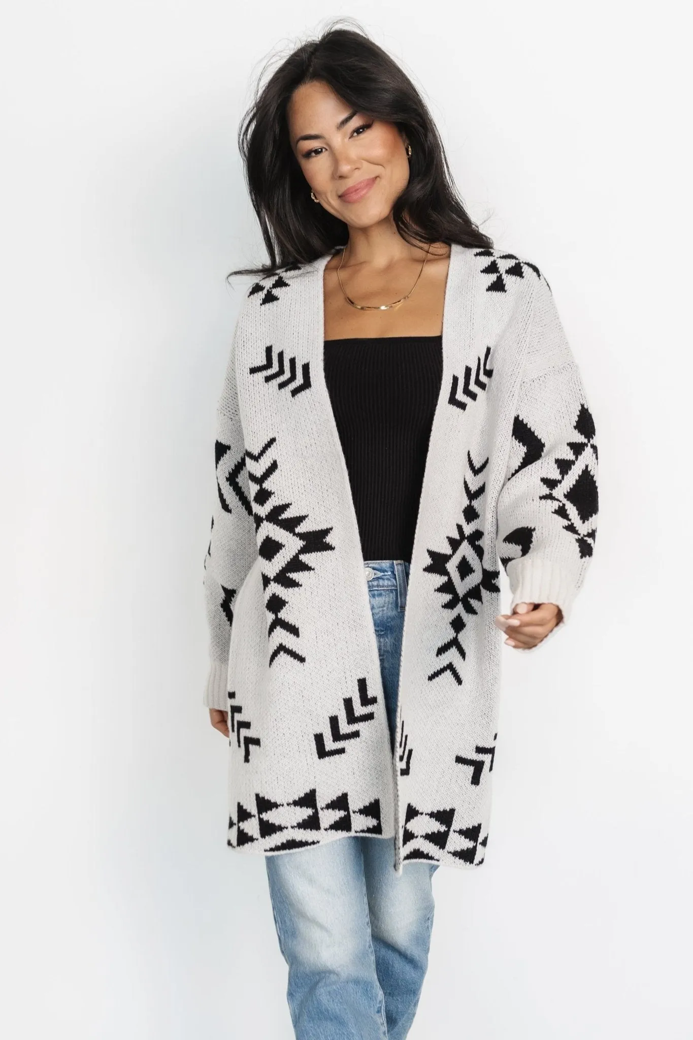 Hays Oversized Cardigan | Ivory + Black sold by Baltic Born