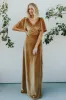 Meghan Velvet Wrap Maxi Dress | Gold sold by Baltic Born
