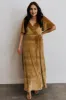 Meghan Velvet Wrap Maxi Dress | Gold sold by Baltic Born
