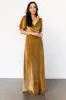 Meghan Velvet Wrap Maxi Dress | Gold sold by Baltic Born