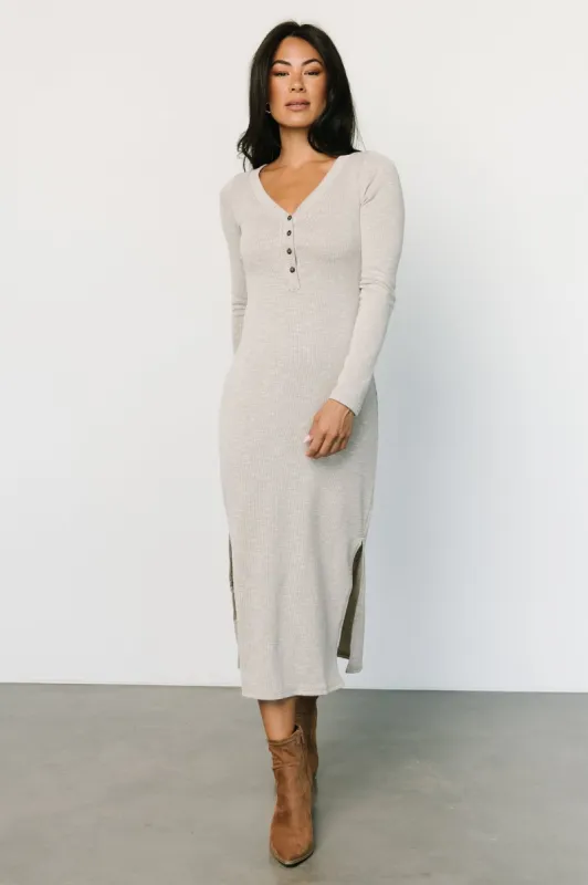 Denver Ribbed Midi Dress | Light Gray sold by Baltic Born