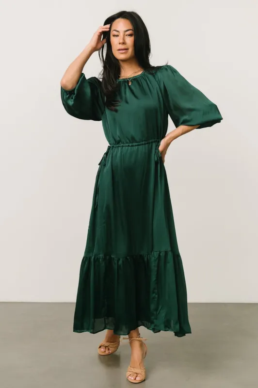 Lauretta Tie Waist Dress | Dark Green sold by Baltic Born