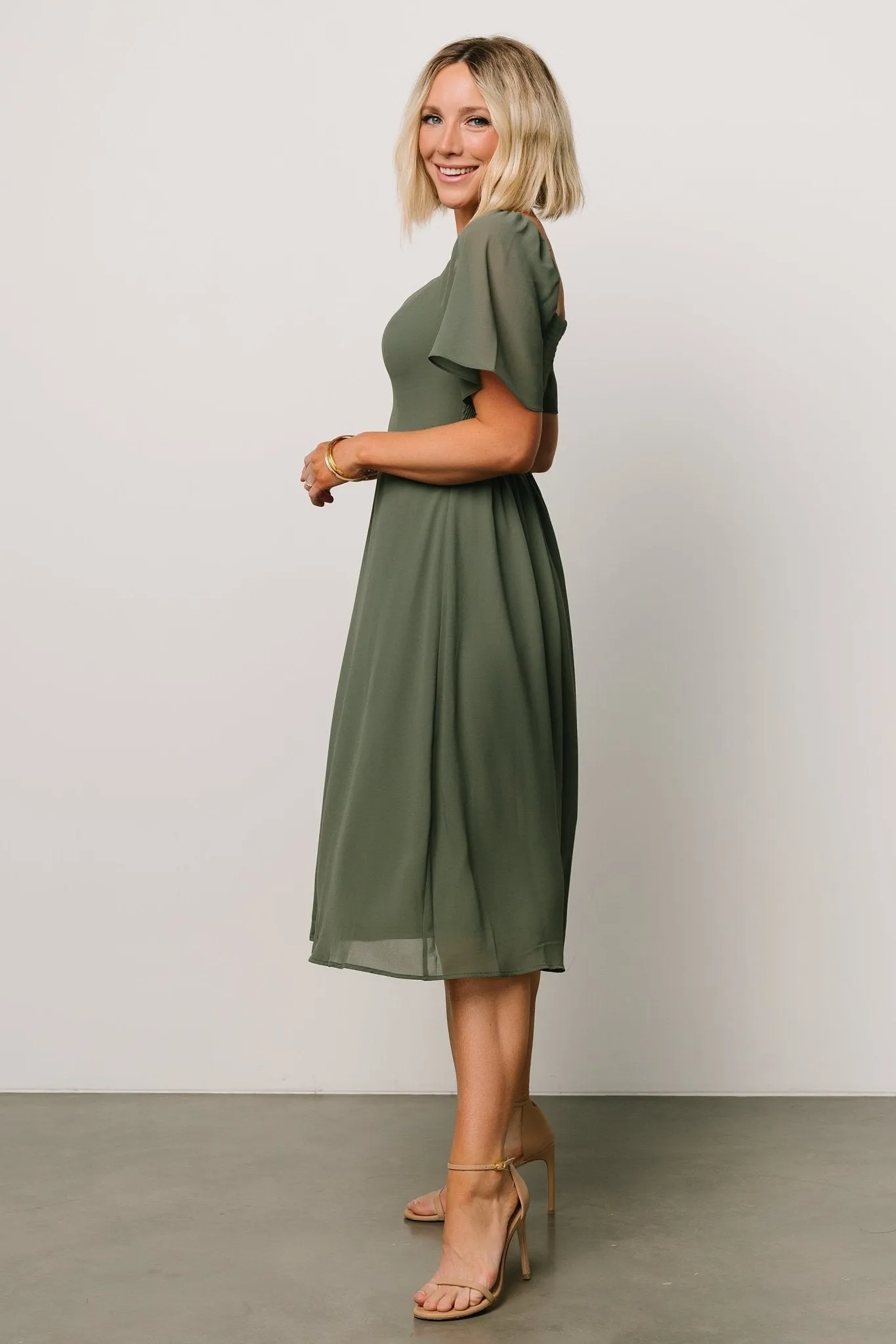 Colette Sweetheart Midi Dress | Dark Sage sold by Baltic Born product image thumbnail 5