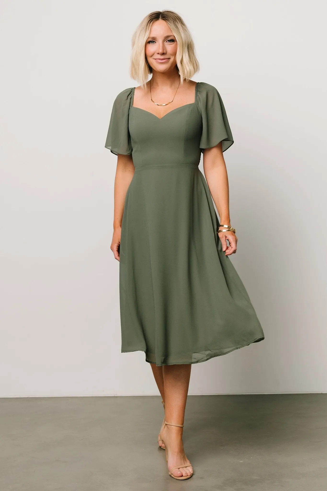 Colette Sweetheart Midi Dress | Dark Sage sold by Baltic Born product image thumbnail 2
