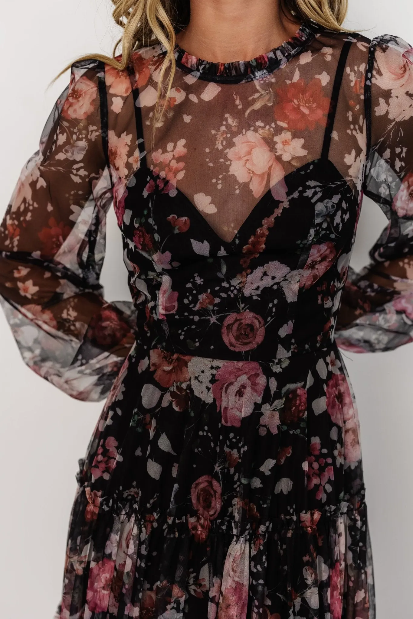Stephanie Tiered Maxi Dress | Black Floral sold by Baltic Born product image thumbnail 2