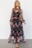 Stephanie Tiered Maxi Dress | Black Floral sold by Baltic Born