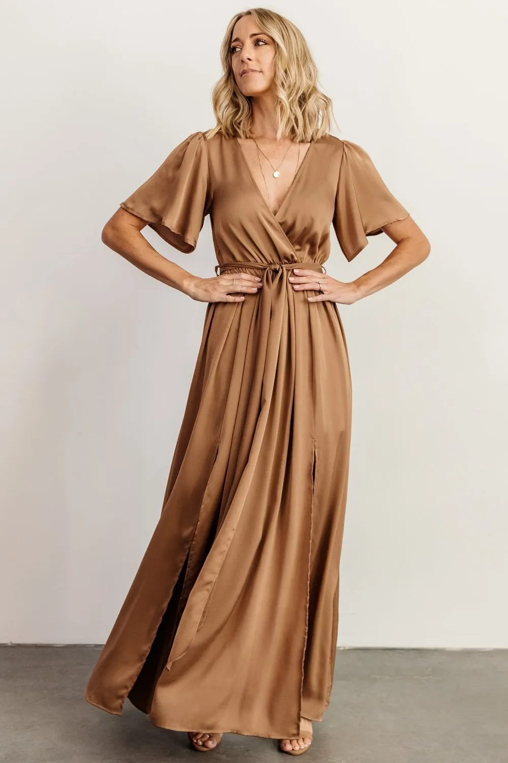 Sicily Satin Maxi Dress | Mocha sold by Baltic Born product image thumbnail 4