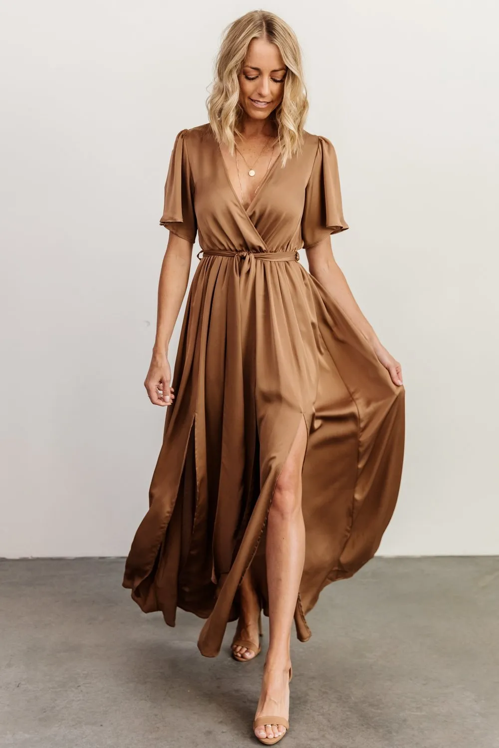 Sicily Satin Maxi Dress | Mocha sold by Baltic Born product image thumbnail 2
