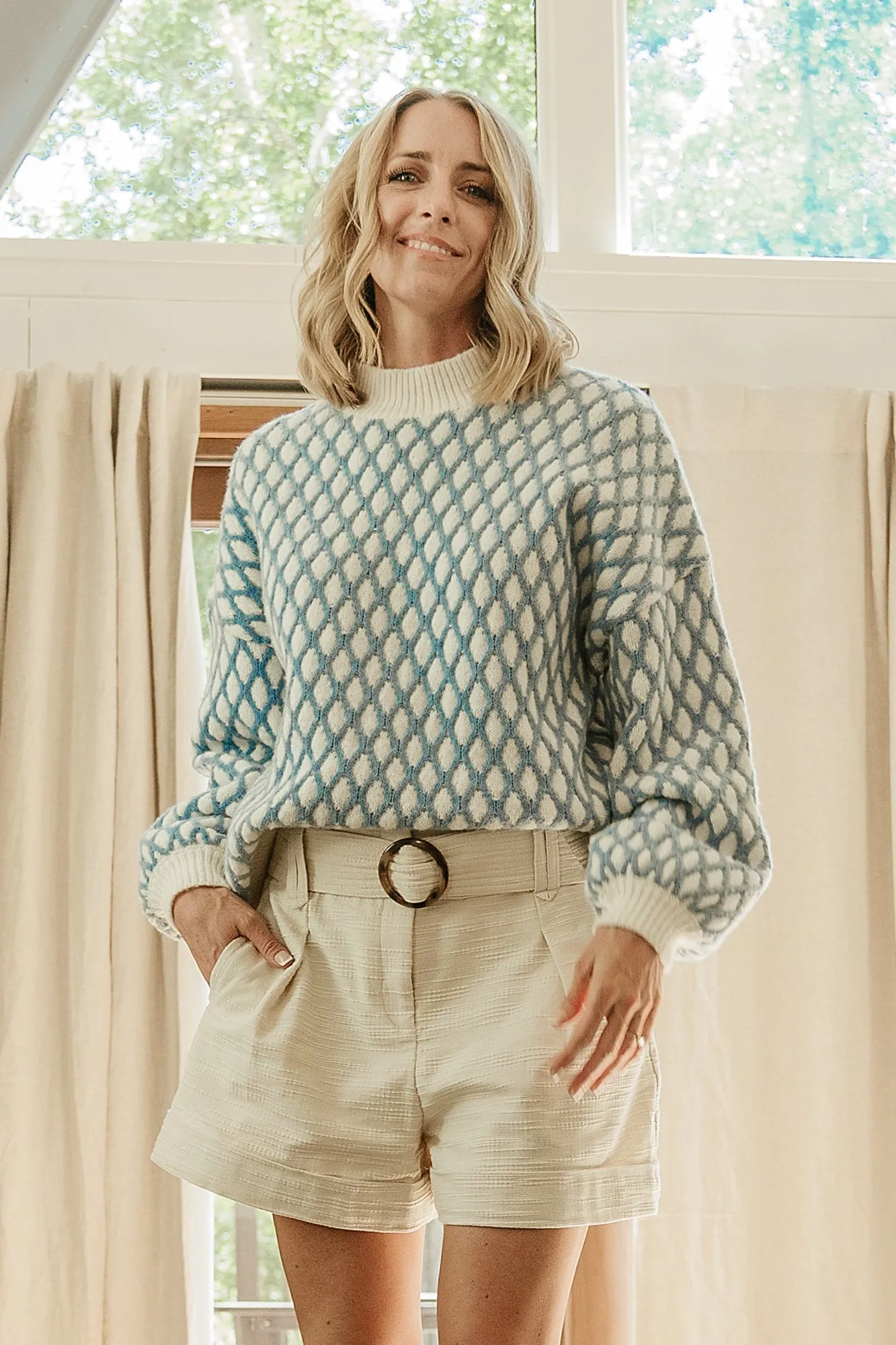 Hendrix Diamond Knit Sweater | Blue sold by Baltic Born product image thumbnail 3