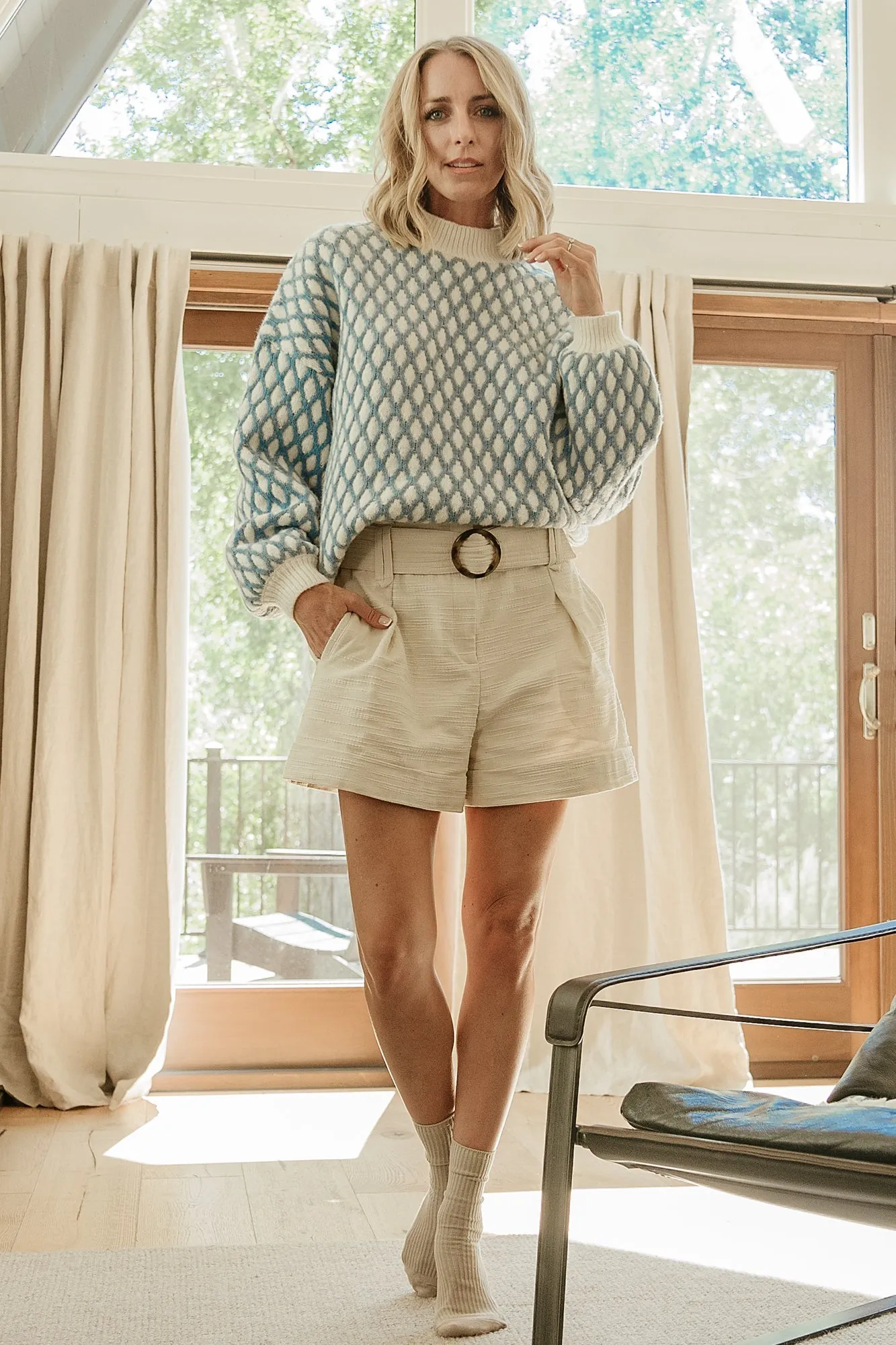 Hendrix Diamond Knit Sweater | Blue sold by Baltic Born product image thumbnail 5