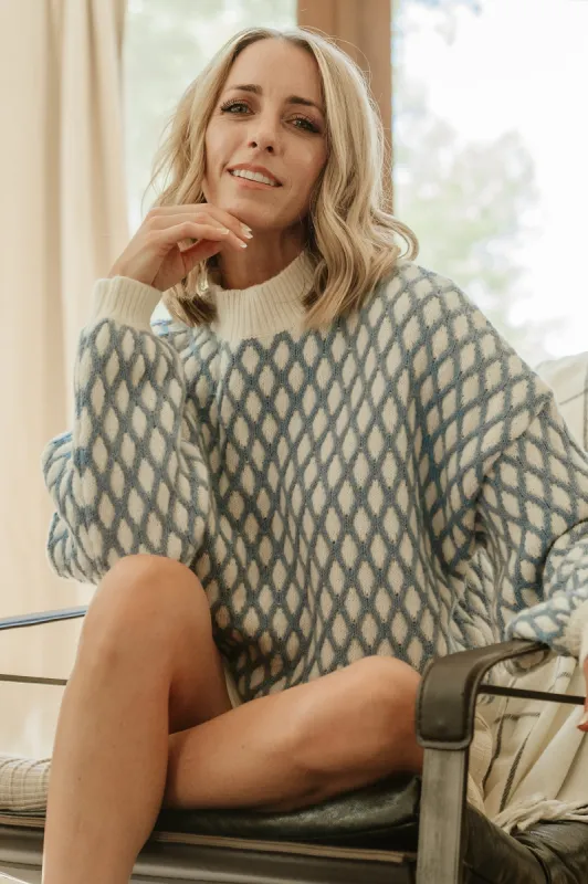 Hendrix Diamond Knit Sweater | Blue sold by Baltic Born