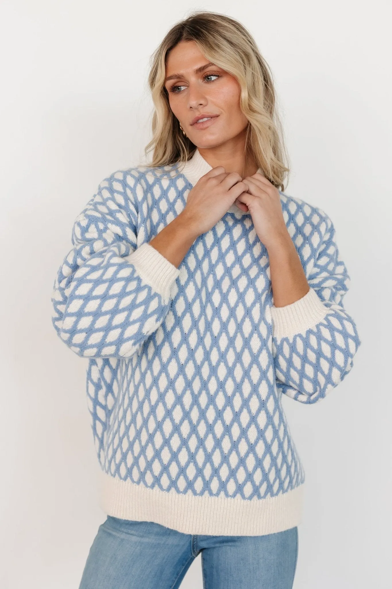 Hendrix Diamond Knit Sweater | Blue sold by Baltic Born product image thumbnail 2