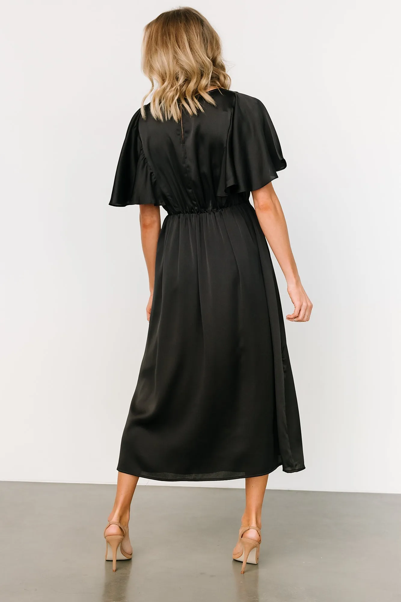 Cinta Satin Midi Dress | Black sold by Baltic Born product image thumbnail 3