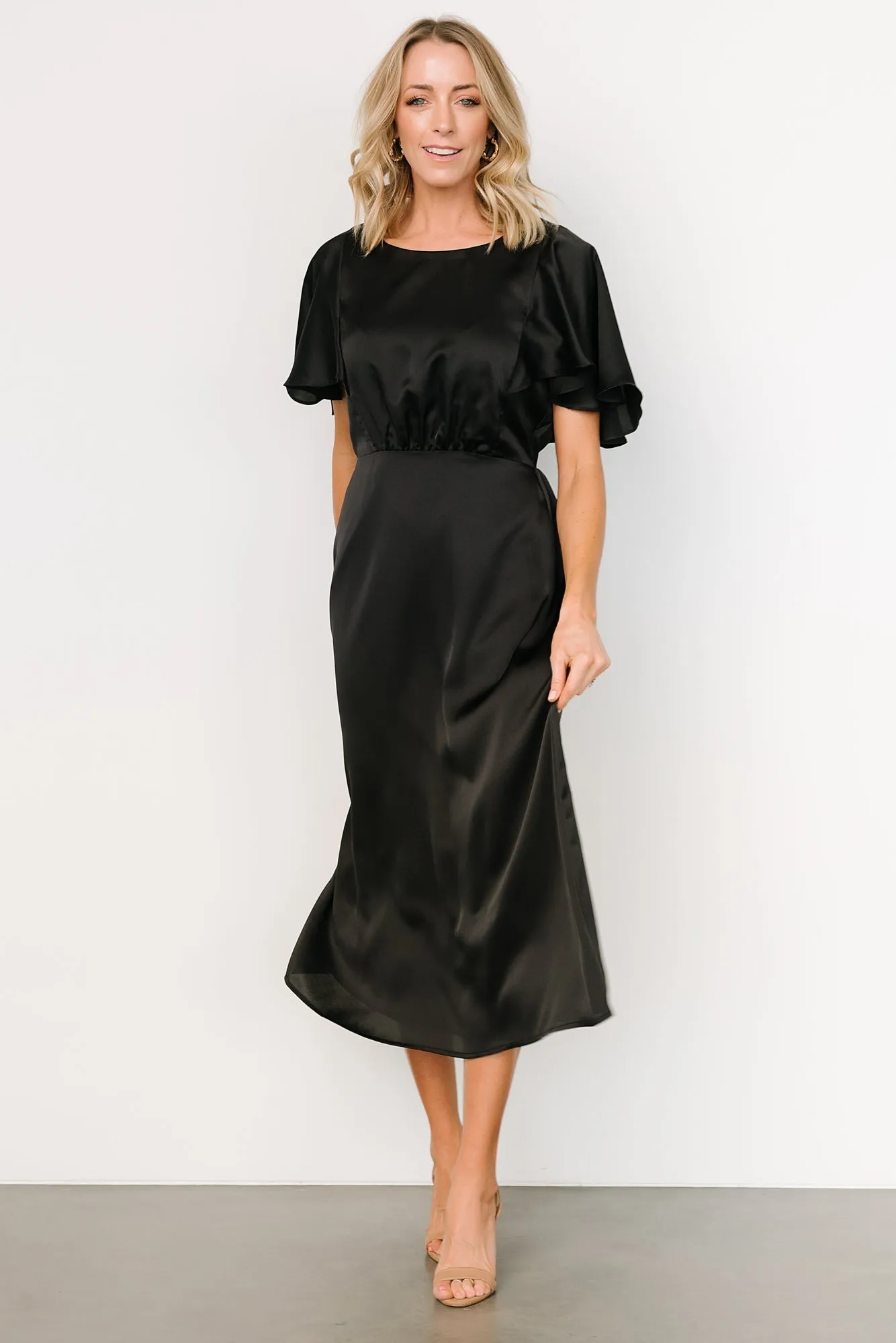 Cinta Satin Midi Dress | Black sold by Baltic Born product image thumbnail 4