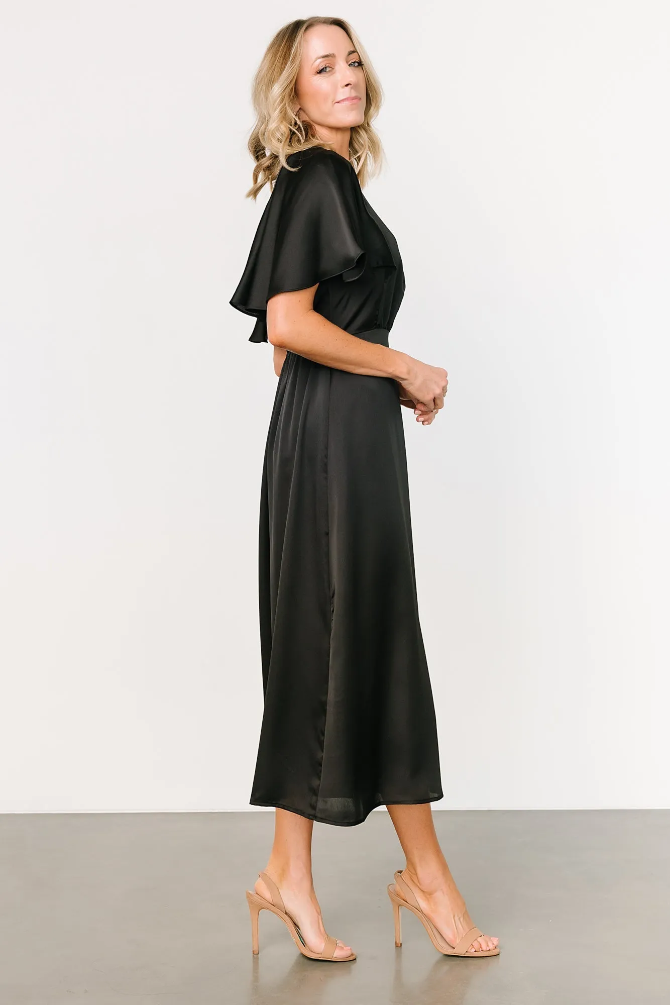 Cinta Satin Midi Dress | Black sold by Baltic Born product image thumbnail 2