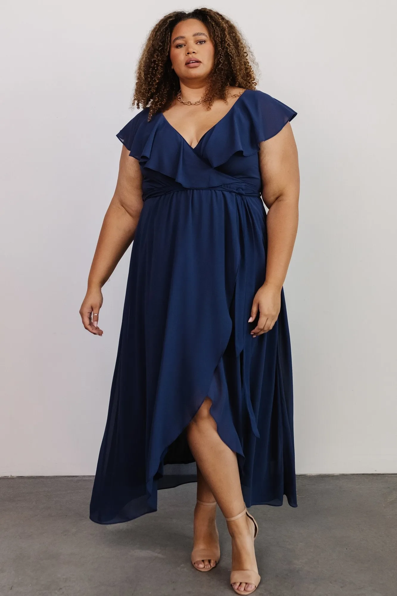 Katya Ruffle Maxi Dress | Navy sold by Baltic Born product image thumbnail 4