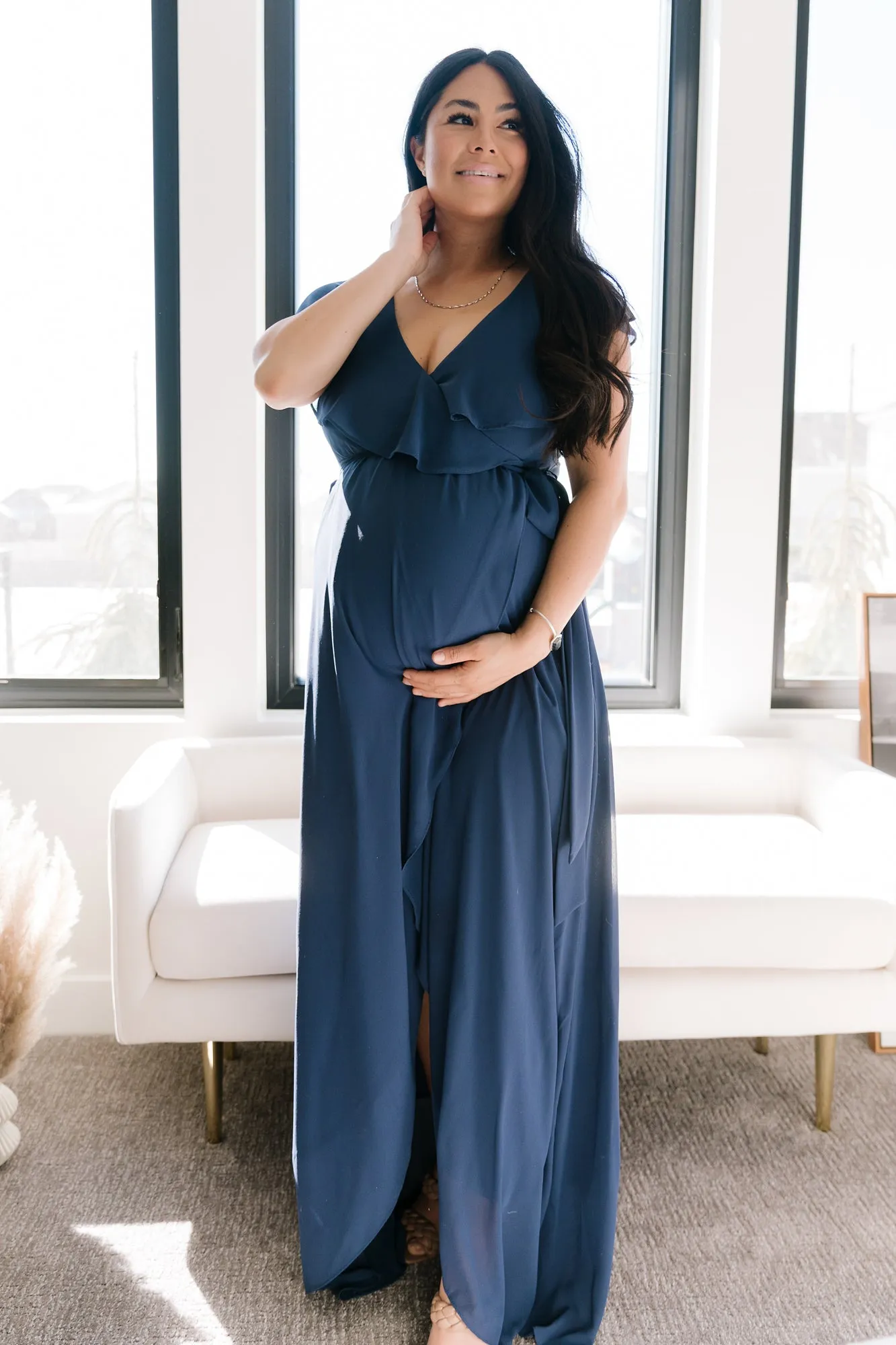 Katya Ruffle Maxi Dress | Navy sold by Baltic Born product image thumbnail 2