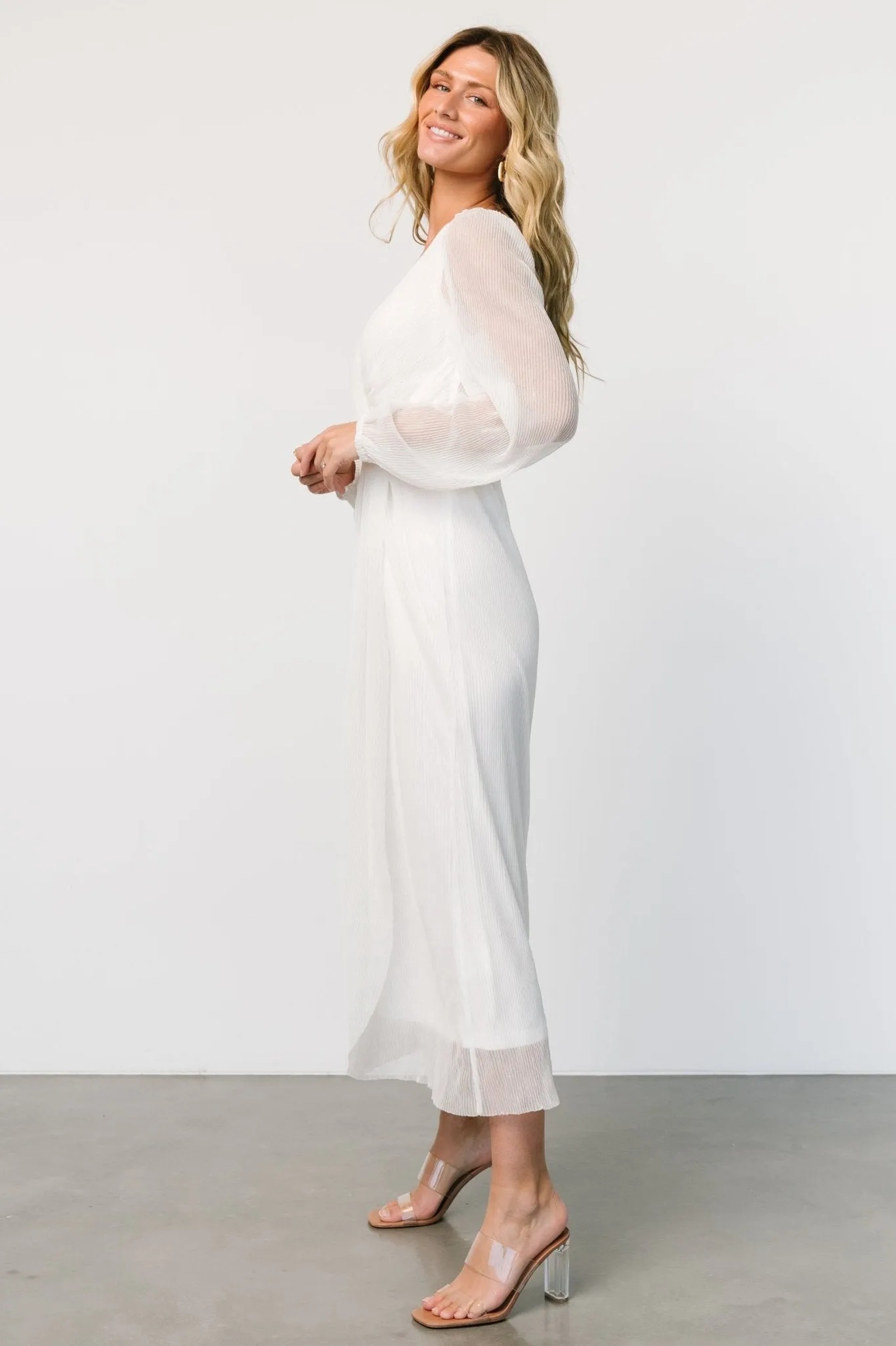 Devlyn Pleated Dress | White Shimmer sold by Baltic Born product image thumbnail 3