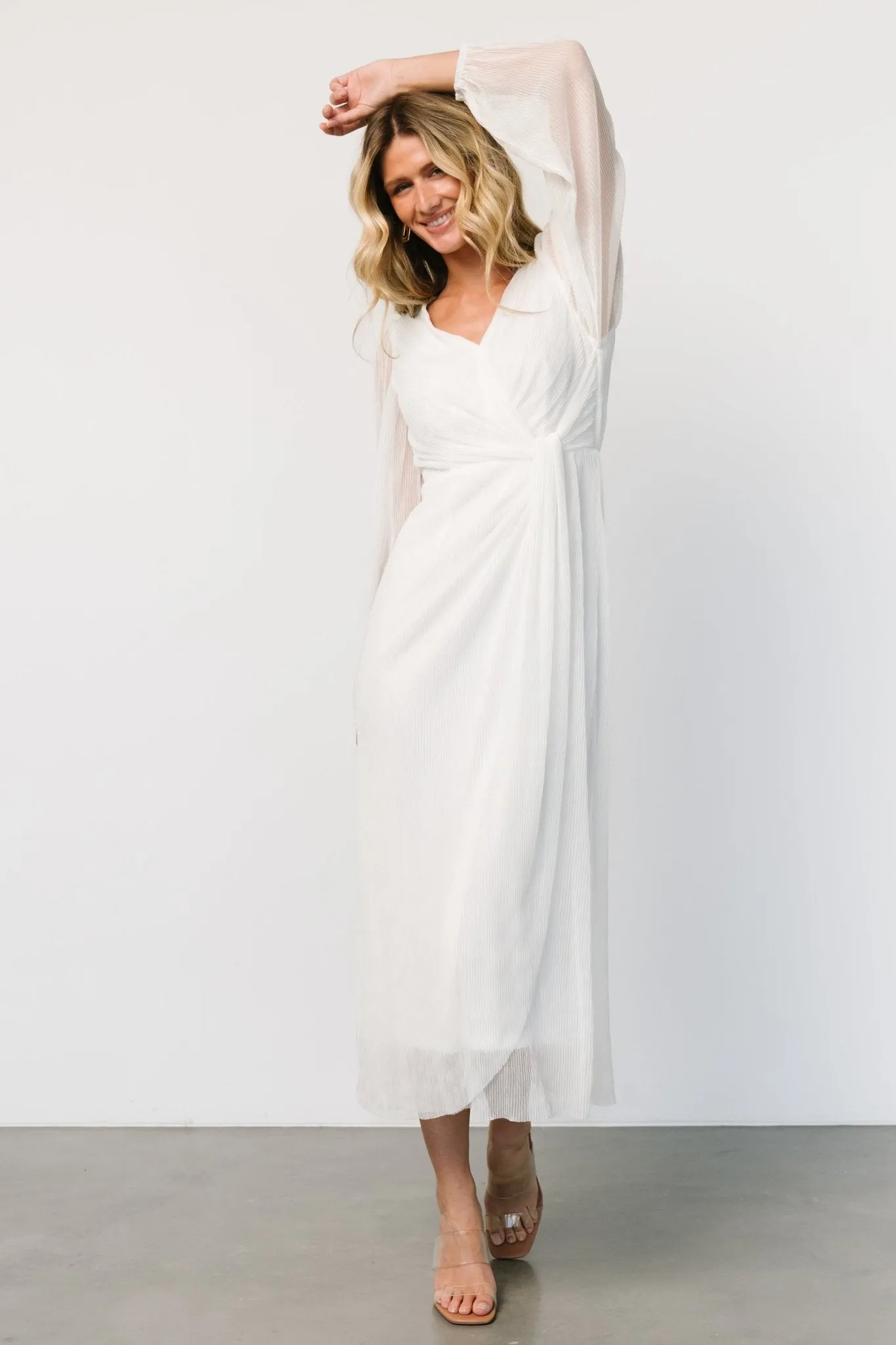 Devlyn Pleated Dress | White Shimmer sold by Baltic Born product image thumbnail 4