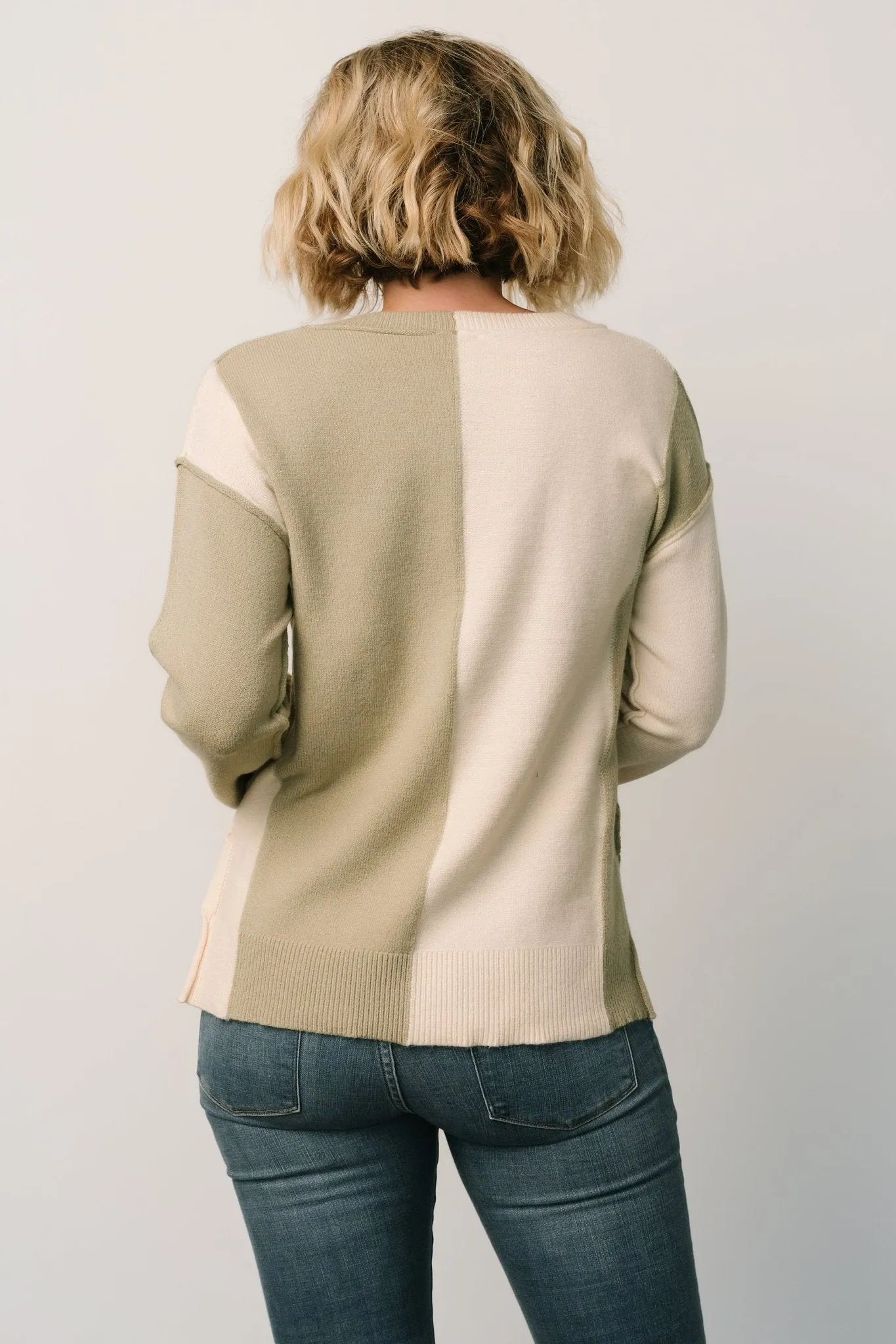 Highlands Color Block Sweater | Cream + Sage sold by Baltic Born product image thumbnail 5