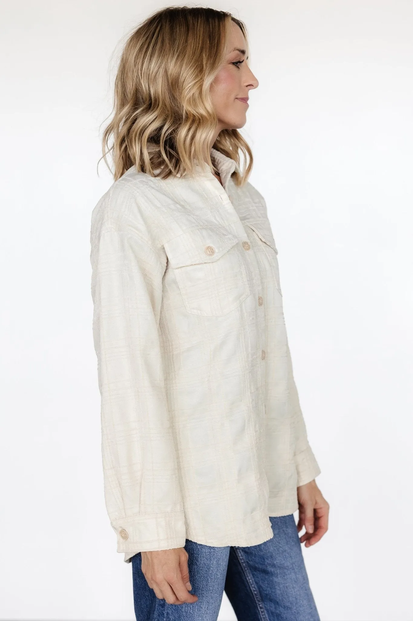Joanna Plaid Shacket | Cream + Natural sold by Baltic Born product image thumbnail 2