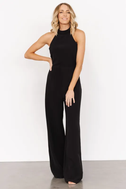 Romeo Halter Jumpsuit | Black sold by Baltic Born