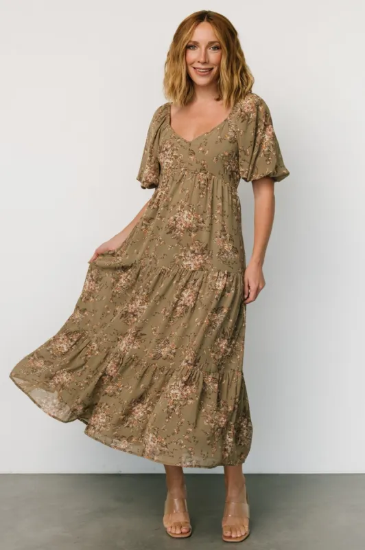 Evelette Dress | Olive Floral made by Polagram