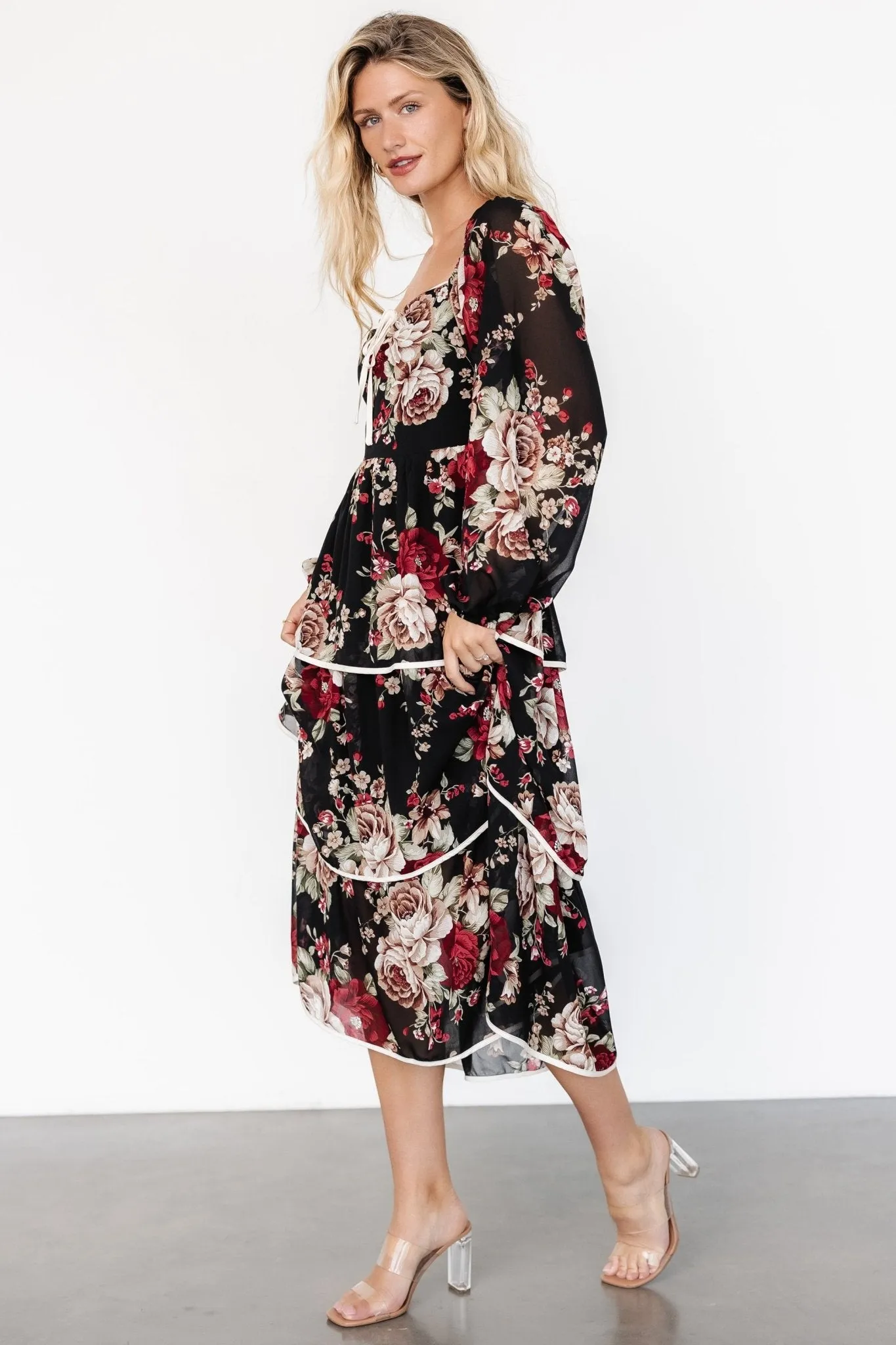 Viviana Tiered Dress | Black Floral sold by Baltic Born product image thumbnail 3