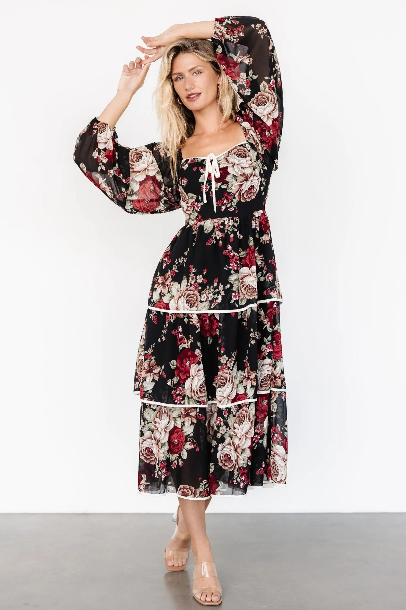 Viviana Tiered Dress | Black Floral sold by Baltic Born product image thumbnail 4