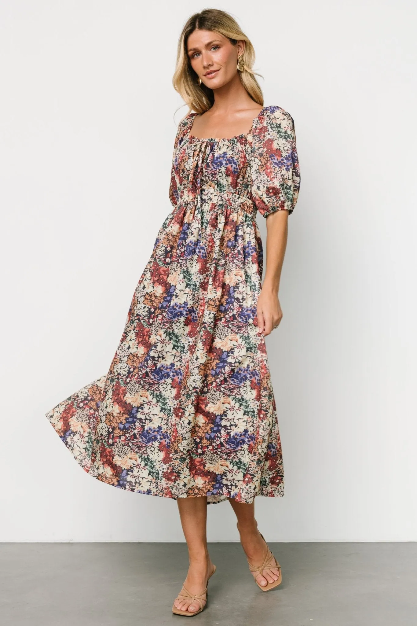 Eden Midi Dress | Black Multi Print sold by Baltic Born