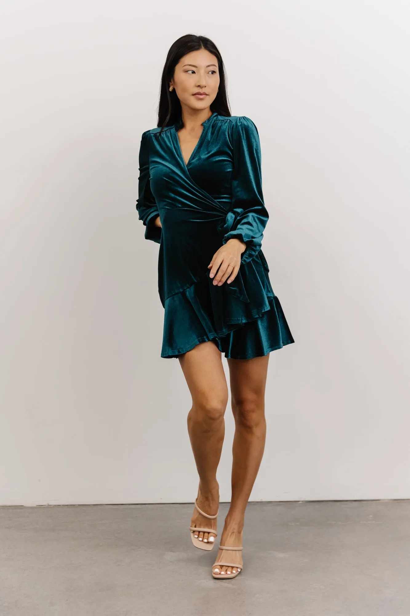 Barre Velvet Wrap Mini Dress | Jade sold by Baltic Born product image thumbnail 2