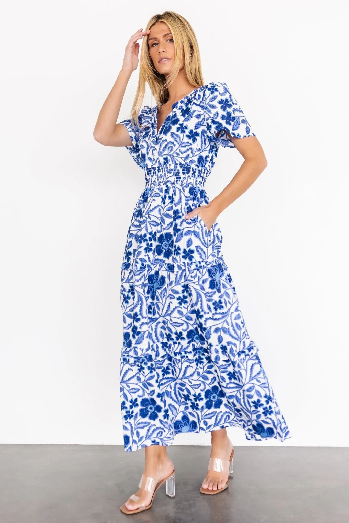 Kiana Poplin Maxi Dress | Blue Multi sold by Baltic Born product image thumbnail 3