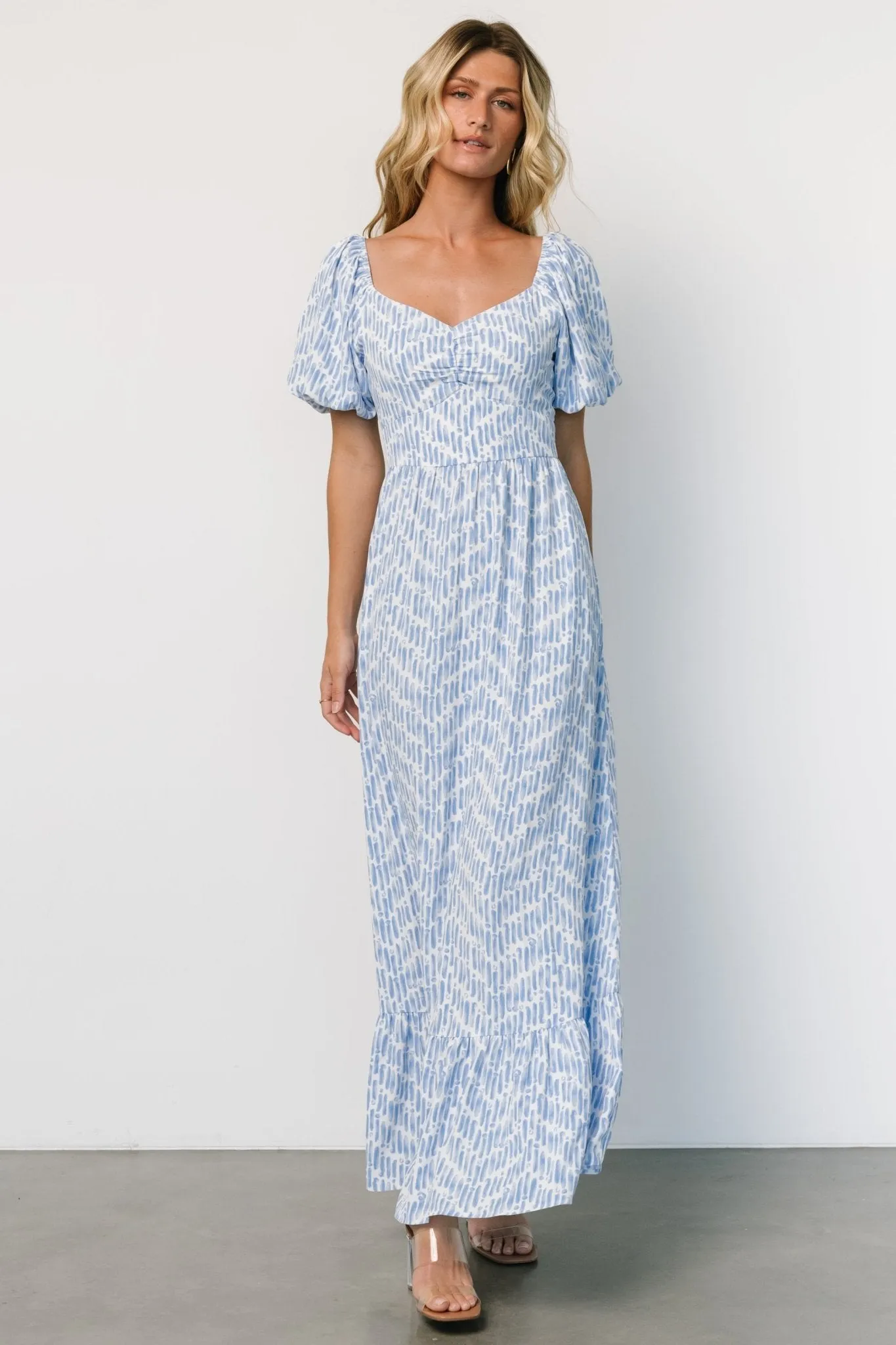 Durban Maxi Dress | Dusty Blue Print sold by Baltic Born