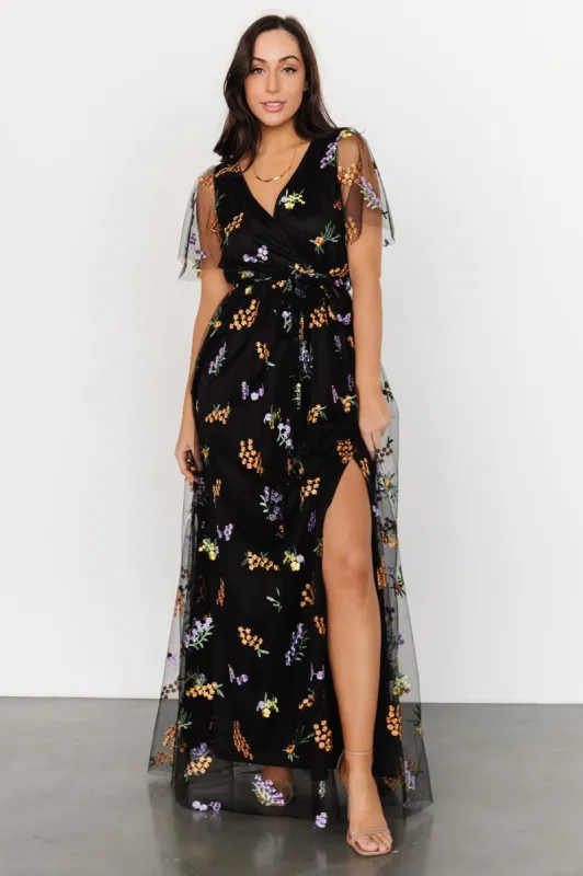Marseille Embossed Maxi Dress | Midnight Meadow sold by Baltic Born