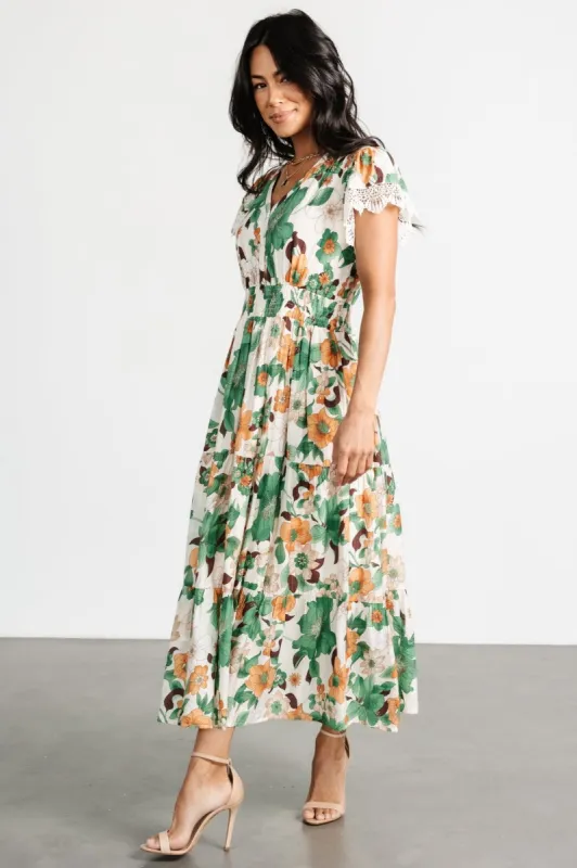 Aliyah Midi Dress | Green Floral sold by Baltic Born